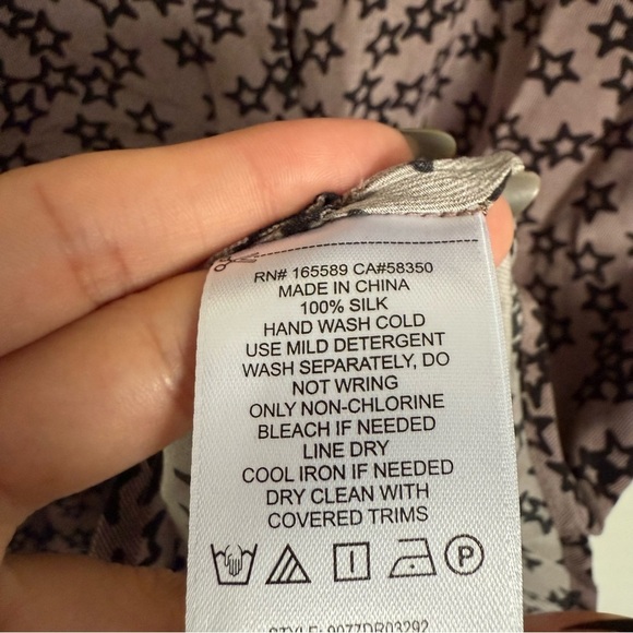 Equipment Taupe Silk Star Print Mini Shirt Dress Size S Long Sleeve Celestial - Picture 10 of 10